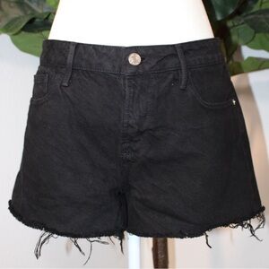 FRAME Le Grand Garcon Frayed Film Noir Black Denim Shorts